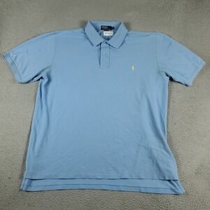 Ralph Lauren Polo Shirt Mens 2XLT Blue Pony Casual Short Sleeve *STAINED*